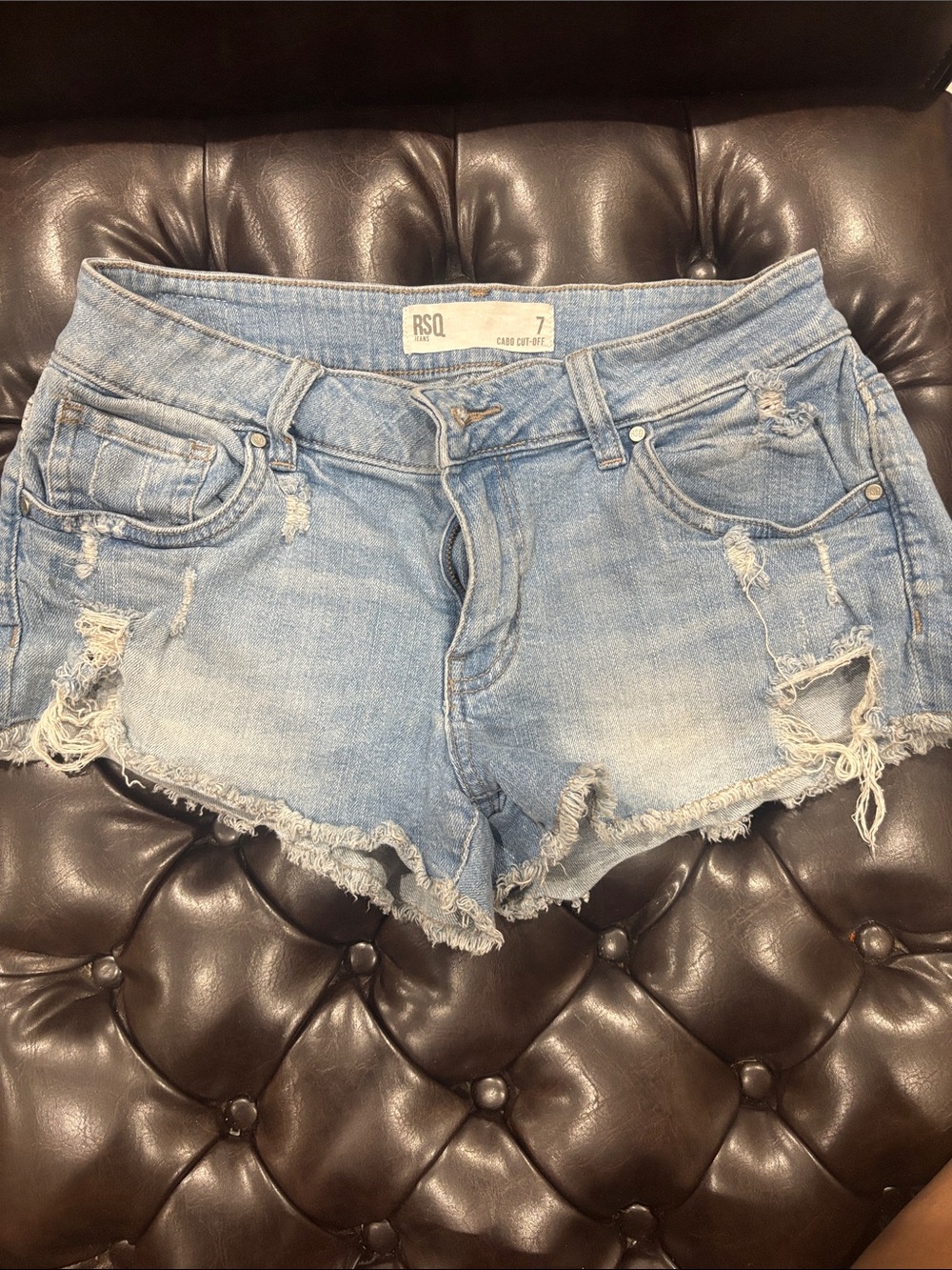 RSQ Light Blue Distressed Denim Shorts